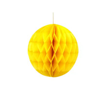 GENERIC 10IN/25CM HONEYCOMB PAPER BALL WITH RIBBONS - YELLOW picture