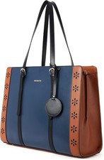BOSTANTEN Laptop Bag for Women 15.6 inch Computer Leather Blue&brown  picture