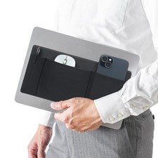 AMOZIFY® 3-Pocket Organizer, Mouse Holder for Laptop Stick On, Adhesive Black picture