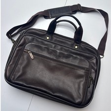 Kenneth Cole Heritage Dark Brown Leather Briefcase Laptop Bag EZ-Scan 826560 picture