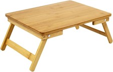 100% Bamboo Laptop Desk Flat Surface Lap Stand Table with Folding Legs Portable picture