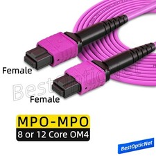 1-20M MPO to MPO Fiber Optic Patch Cord Cable OM4 8/12 core Type B Famele/Famele picture