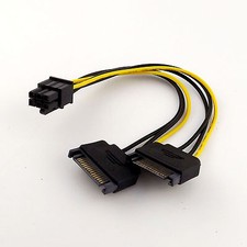 10 x Dual SATA 15 Pin Male to PCI-E Express 6 Pin Female Video Card Power Cable picture