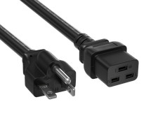 3ft NEMA 5-20P to C19 Heavy Duty Power Cord, 12AWG, 20A/125V, SJT, Black picture