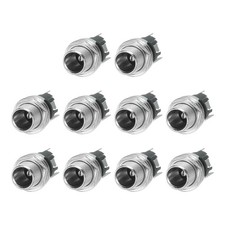 10pcs DC5521 Power Jack, 30V 0.5A 10.8x10.8x24.3mm 3 Pin with Nut Washer, Silver picture