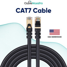 CAT7 Ethernet Cable LAN Copper Patch Cord Shielded Wire Gaming 6-200FT Lot Black picture