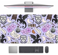 Cute Desk Pad Kawaii Black Loong Mouse Pad Purple Magic Desk Keyboard Pad, La... picture
