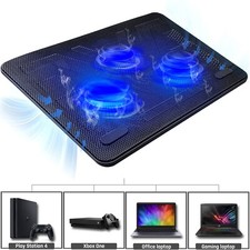 USB Cooler Laptop Cooling Pad 3 Fan Stand Quiet LED Light Radiator 15