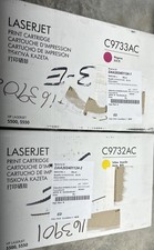 2 Genuine HP Laserjet Magenta/Yellow Toner C9732AC And C9733AC-LABELS Cut Off Rm picture