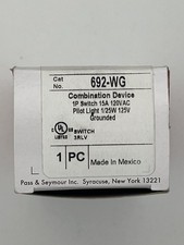 Pass & Seymour 692-WG 15A Toggle Switch Pilot Light NOS UL picture