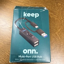ONN Multi-Port USB Hub with SD and microSD Card Reader USB 3.0 Open Box picture