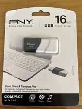 PNY Compact Attaché 16GB USB 2.0 Flash Drive - Black/White (P-FD16GCOM-GE) NEW picture