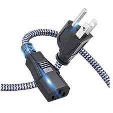 Power Cord,  15FT/4.5M AC Power Cable 18AWG Nylon Braided 3 15FT/4.5m Grey picture