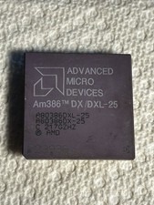 AMD Am386 DX/DXL-25 CPU A80386DXL-25 Ceramic PGA Gold Pins Vintage picture