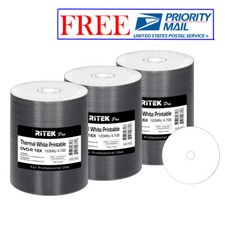 300 Pack Ritek Pro DVD-R 16X 4.7GB White Thermal Hub Printable Blank Media Disc picture