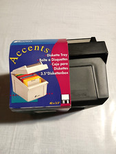 NEW Fellowes Accents Black Disk Diskette Tray for 40 (forty) 3.5 disks; hard box picture