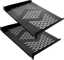 RIVECO 2 Pieces 1U Rack Shelves 19” Tray Cabinet Mount Vented Cantilevers for Ne picture