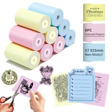 9 Rolls Colored Mini Thermal Nonsticker Paper for Pocket Printers picture