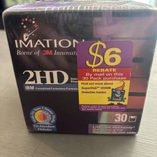 Imation 3.5 Floppy Disks 2HD Diskettes IBM Formatted 30 Pack 1.44 MB New Sealed picture