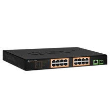 BV-Tech 18-Port Gigabit PoE+ Switch | 18 Port (16 Ports + 2 uplinks), Black picture