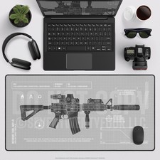 Tactical Carbine Deskmat, Military Combat Weapon Gun XL Gaming Mousepad picture