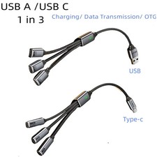 Type-C USB OTG 1-to-3 Splitter Cable USB-A/Type-C Male to 3-port Female Extensio picture
