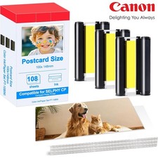 Canon Selphy CP1500 CP1300 CP1200 4x6 108 sheet Color Ink Paper Set KP-108IN lot picture