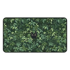 Cute Green Desk Mat, Kawaii Black Cat Mousepad, aesthetic plants nature picture