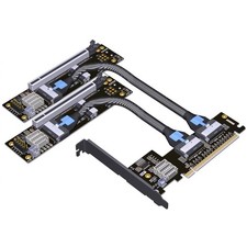 JMT ADT-F36B-F37B-D8S PCI-e 4.0 X16 to X8 X8 MCIO Bifurcation Adapter Riser C... picture