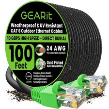 GEARit Cat6 Ethernet Cable 100ft, Direct Burial Outdoor Cat 6 100 Feet, Black picture