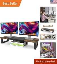 Sturdy Rustic Brown Dual Monitor Stand for Laptop, TV & More - Easy Assemble picture