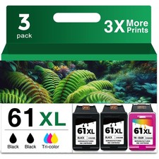 61XL Black Combo Pack 3-Pack Replacement for HP Ink 61 picture