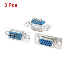 3 Pcs Replacement Solder VGA DB15HD 15 Pin Female D-Sub Adapter picture