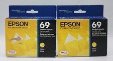 [Set Of 2] Genuine EPSON 69 DURABrite Ultra Ink Yellow Cartridge T069420-S 03/23 picture