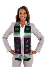 Black, Pink and Green Kente Cloth Stole / Sash. Graduation | African Fashion | D picture