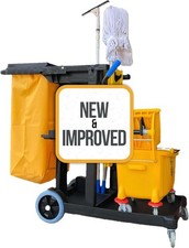 Janitorial Utility Cart 3 Shelf 330lb Capacity Yellow Mop Broom 79644 Commercial picture