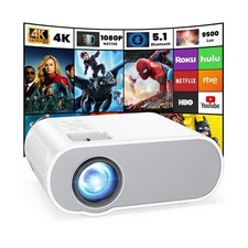 Projector, Native 1080P Full HD Bluetooth Projector with Speaker, Outdoor Por... picture