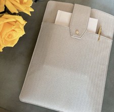 Lindsay Albanese Beige Herringbone Laptop Sleeve Case picture