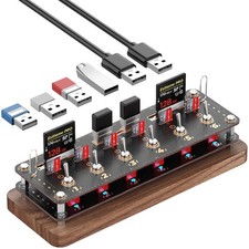 Walnut Cyberpunk USB Docking Station for Independent Switch Control, 6 Port U... picture