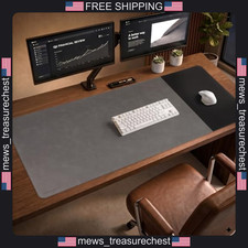 Desk Mat 48x19.7 inches Cork Base Leather & Cloth Hybrid Surface picture