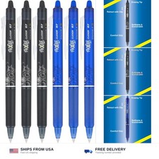 Pilot FriXion Clicker 0.7mm, Erasable Gel Pens, Fine Point (6-Pack, Black/Blue) picture