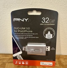PNY Duo-Link 3.0 Flash Drive 32GB, Compatible with iPad/iPhone, Mac/Pc New. picture