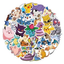 50Pcs Cute Pokemon Sticker for Kids, Cool Anime Cartoon 1.5-3.5 inch, Green picture