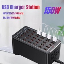 Multi Port USB Charger 10 15 20 25 30 Ports HUB 150W 100/50W Universal Desktop F picture