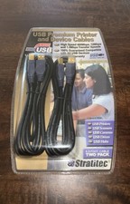2-Pack STRATITEC Premium USB 2.0 Printer Device Cable 6.5ft 24K Gold Plated NEW picture