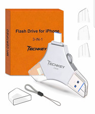 Techkey 256GB 3-in-1 iPhone Flash Drive USB 3.0 Lightning USB-C Silver picture