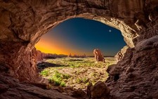 Landscape nature moon arches national park desert rocks Custom Gaming Mat Desk picture