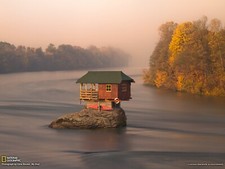 Landscape nature building house serbia water river Custom Gaming Mat Desk picture