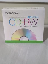 Memorex CD-RW High Speed Ultra-Rapid 5 Pack 700MB 80 Min New Sealed picture