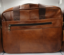 leather laptop bag for men 15 inch brown with shoulder straps. never used picture
